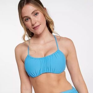 CALIA Women's Scrunched Tie Back Bikini Top in Tranquil Blue Size Small New